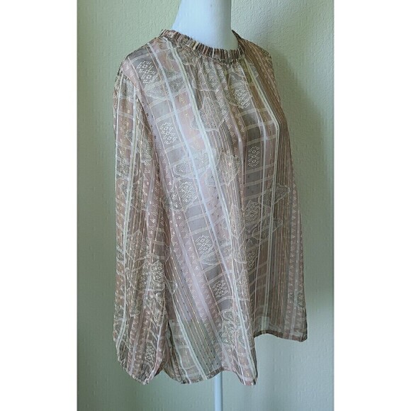 World Market Sheer BOHO Peasant Blouse Size L / XL Balloon Sleeves - Picture 5 of 10